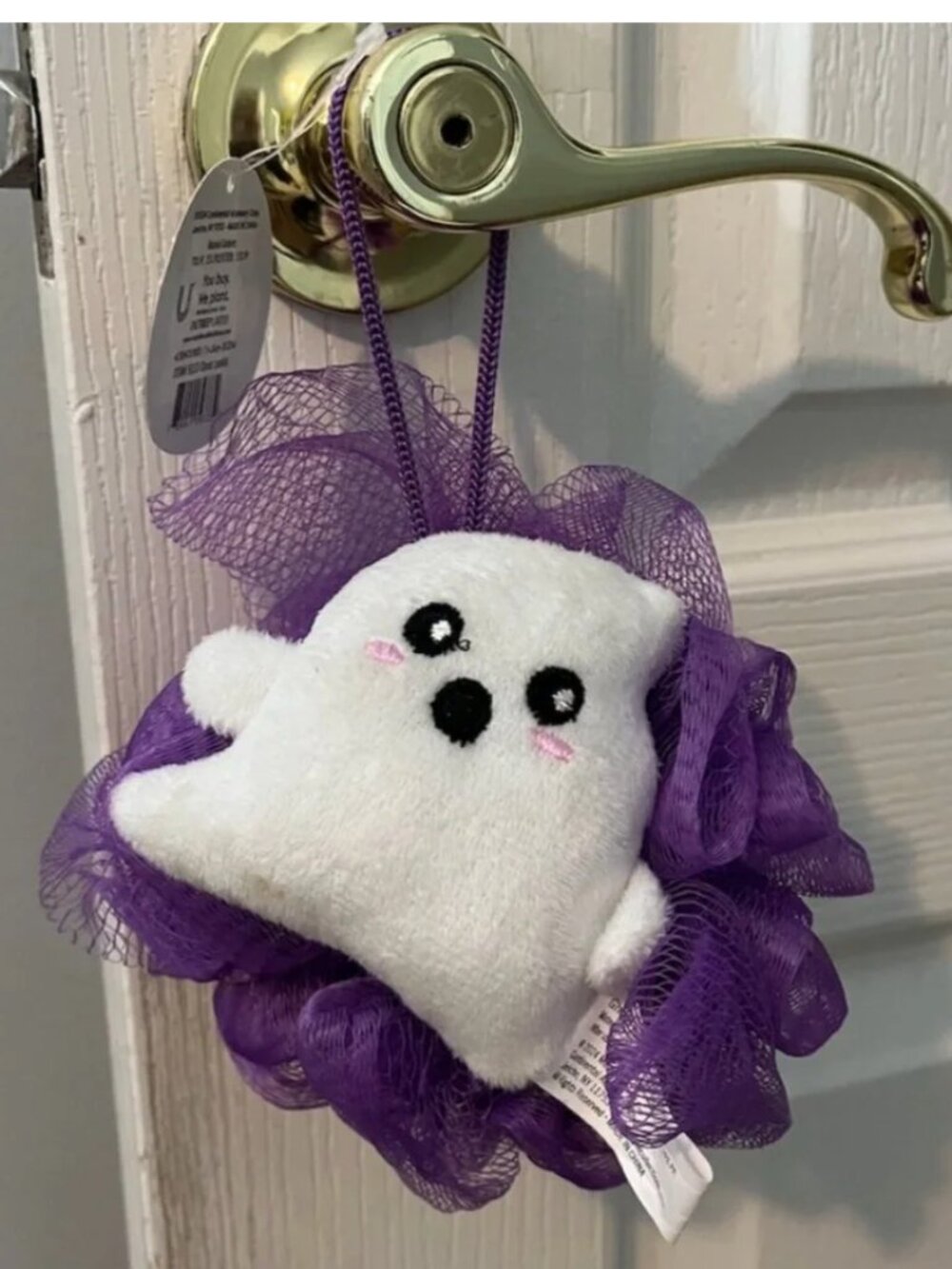 👻 NEW Scary Cute Ghost Halloween Loofah – Purple Mesh